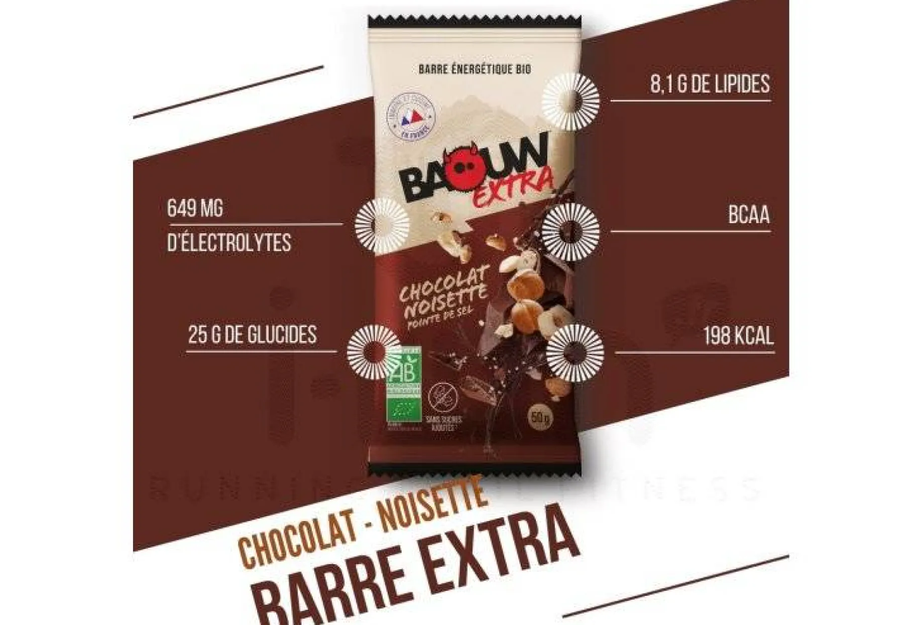 Barre énergétique bio Extra - Chocolat - Noisette