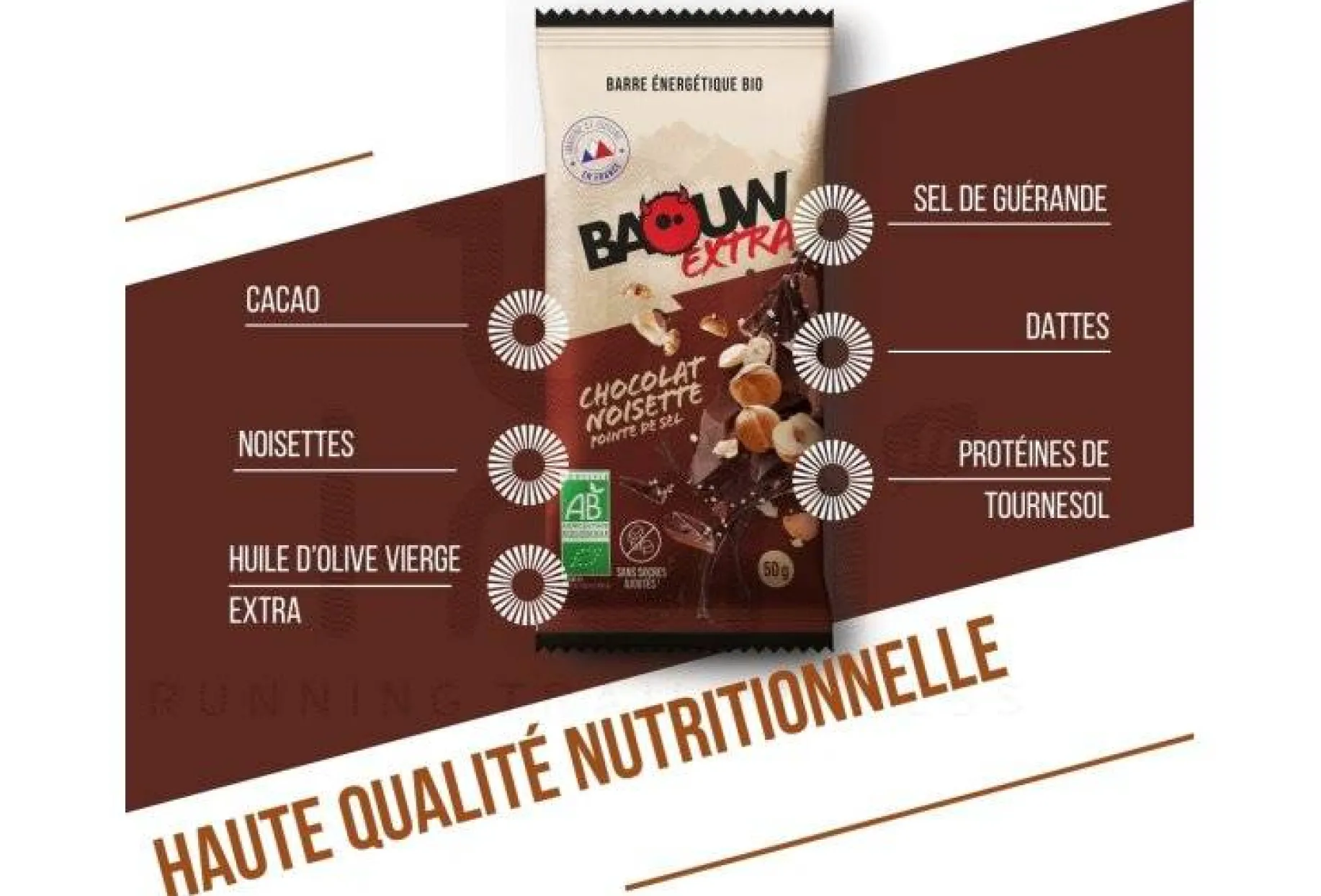 Barre énergétique bio Extra - Chocolat - Noisette