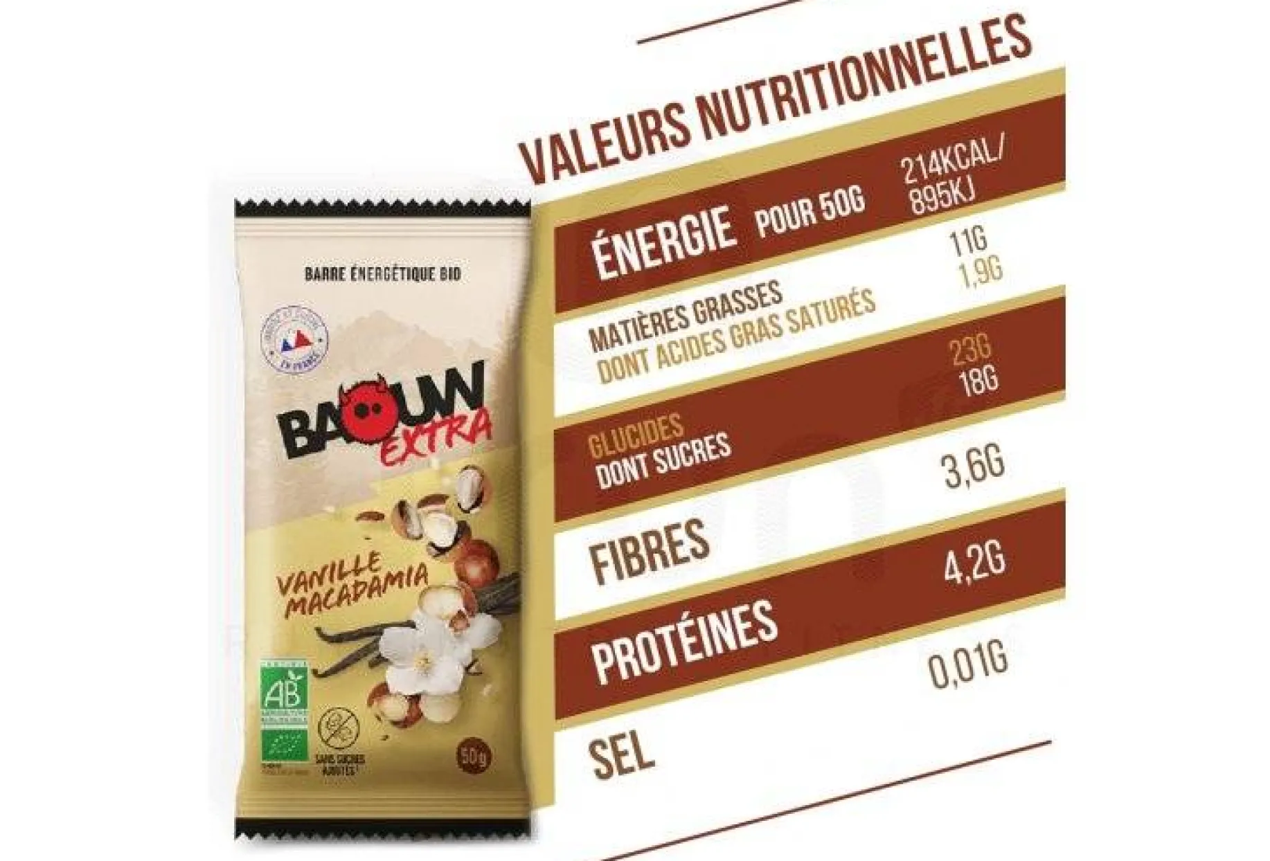 Barre énergétique bio Extra - Vanille - Macadamia