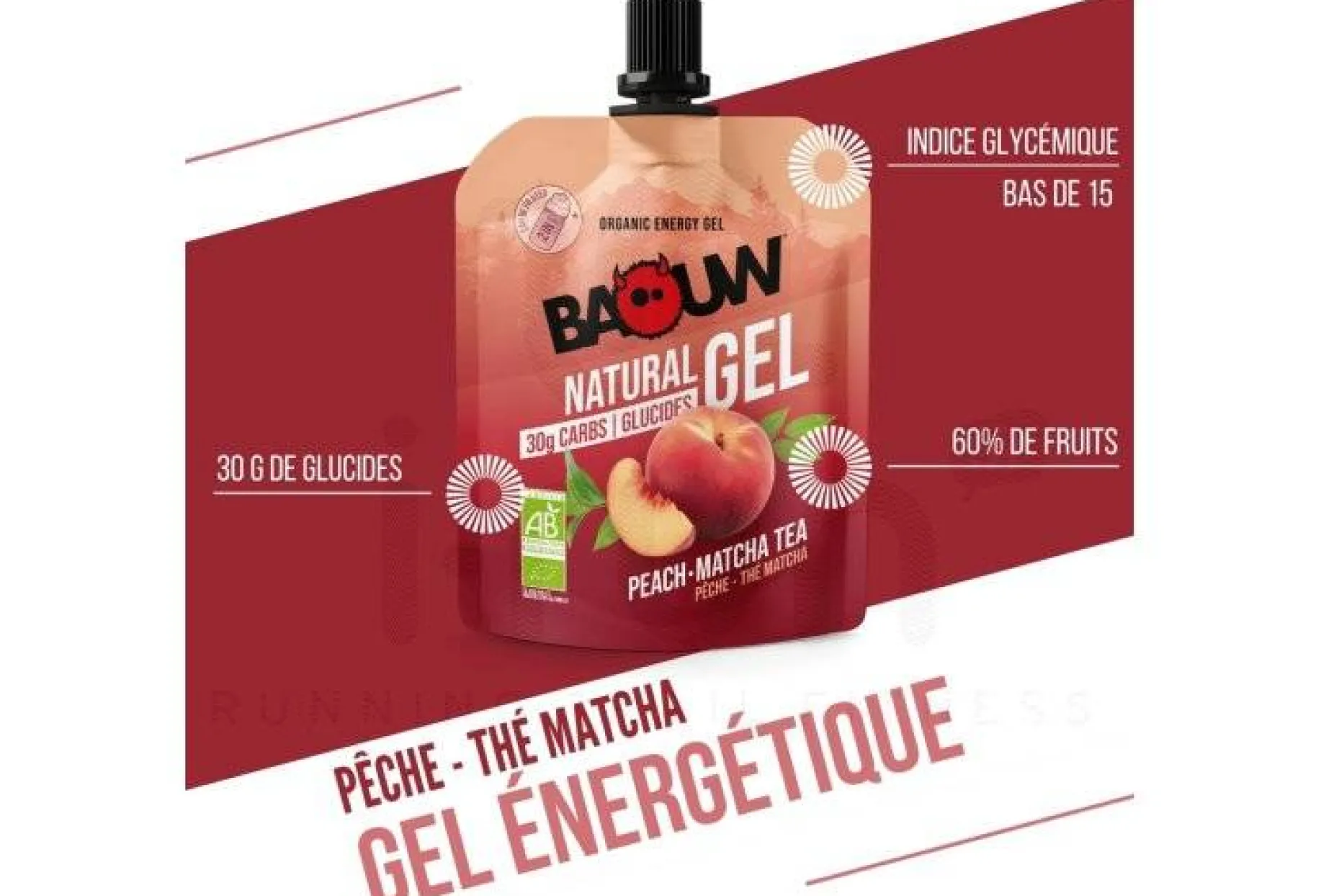 Gel naturel bio - Pêche - Thé matcha