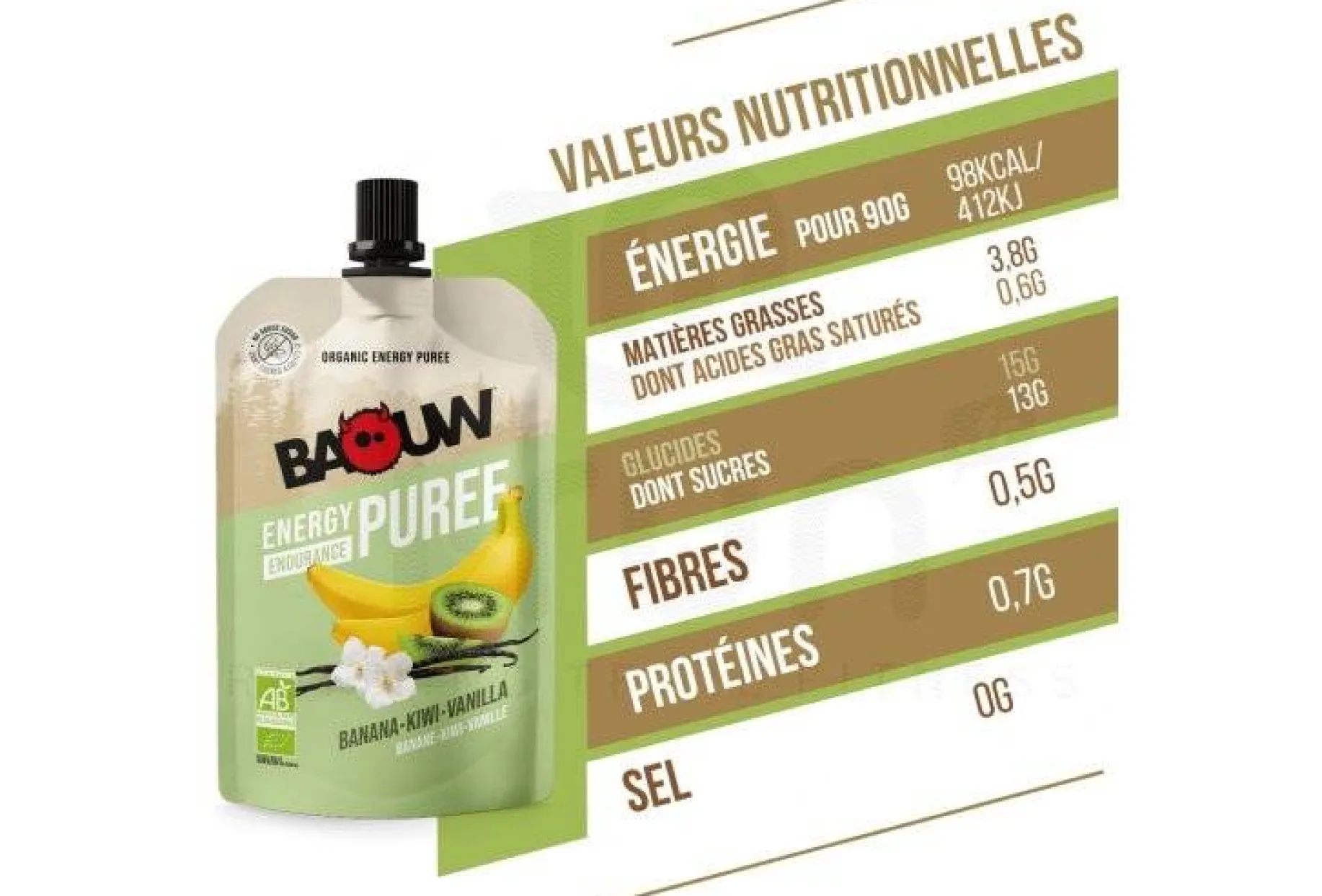 Purée nutritionnelle bio - Banane - Kiwi - Vanille