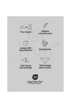 Shorty menstruel - Flux moyen femme